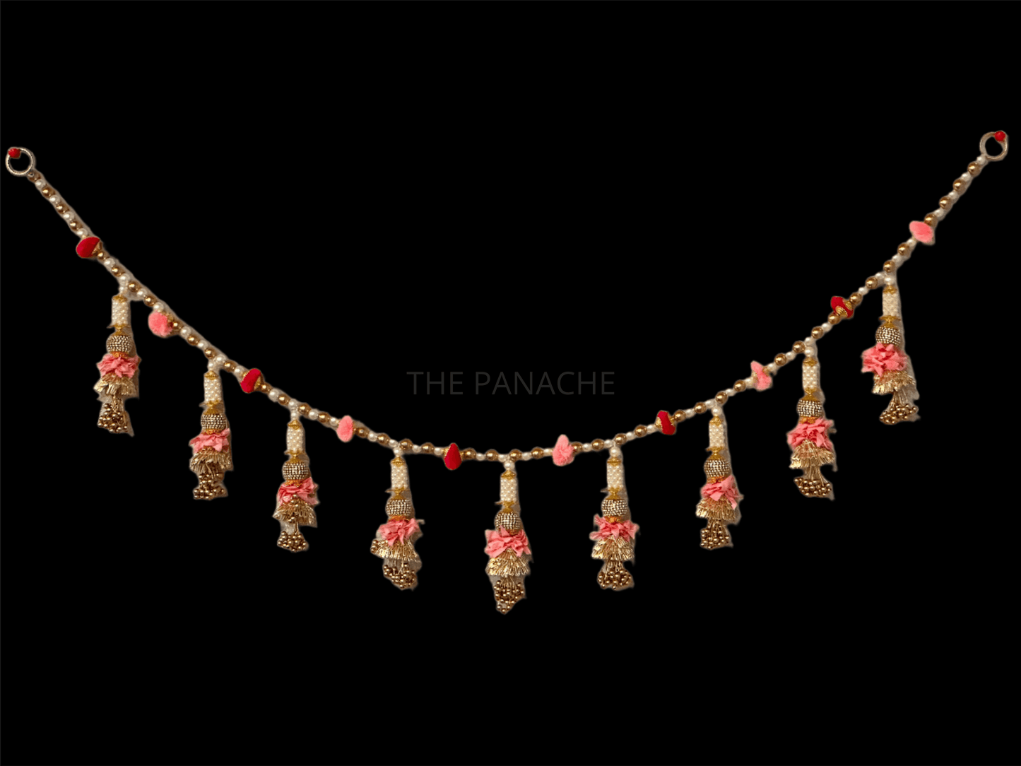 Pink Blossom Gold and White Beads Toran