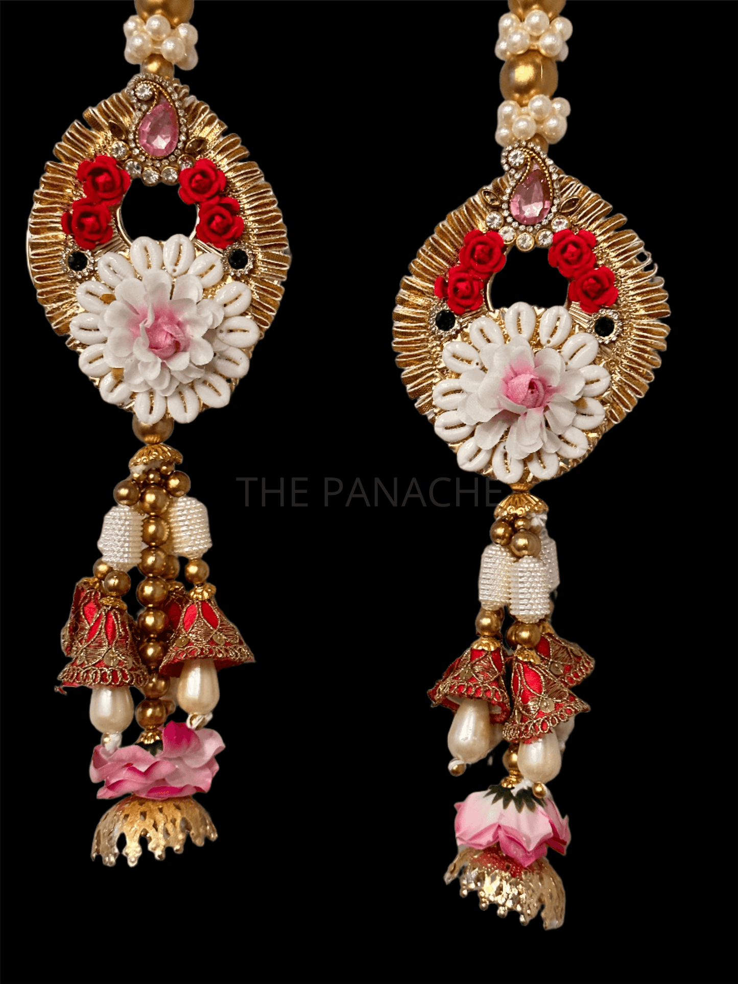 Pink Flower Mini Cone Big Gold Beads Kodi Decor Hangings