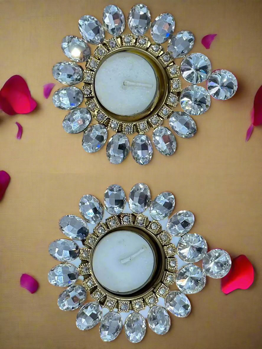 Crystal (Kundan) Stone Candles/Diyas