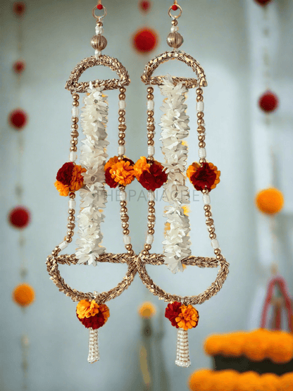 Red/Yellow Marigold golden beads unique Hangings