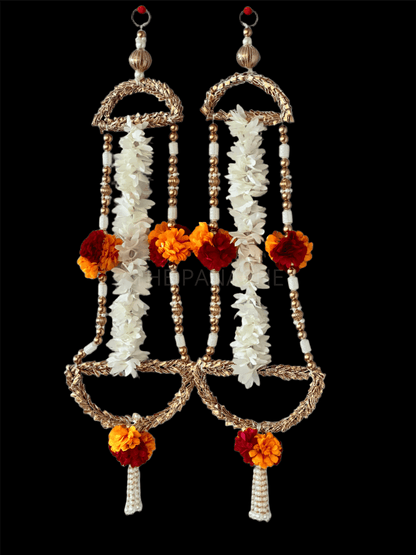 Red/Yellow Marigold golden beads unique Hangings