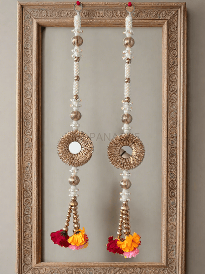 Flower White pearl and Mirror Hangings