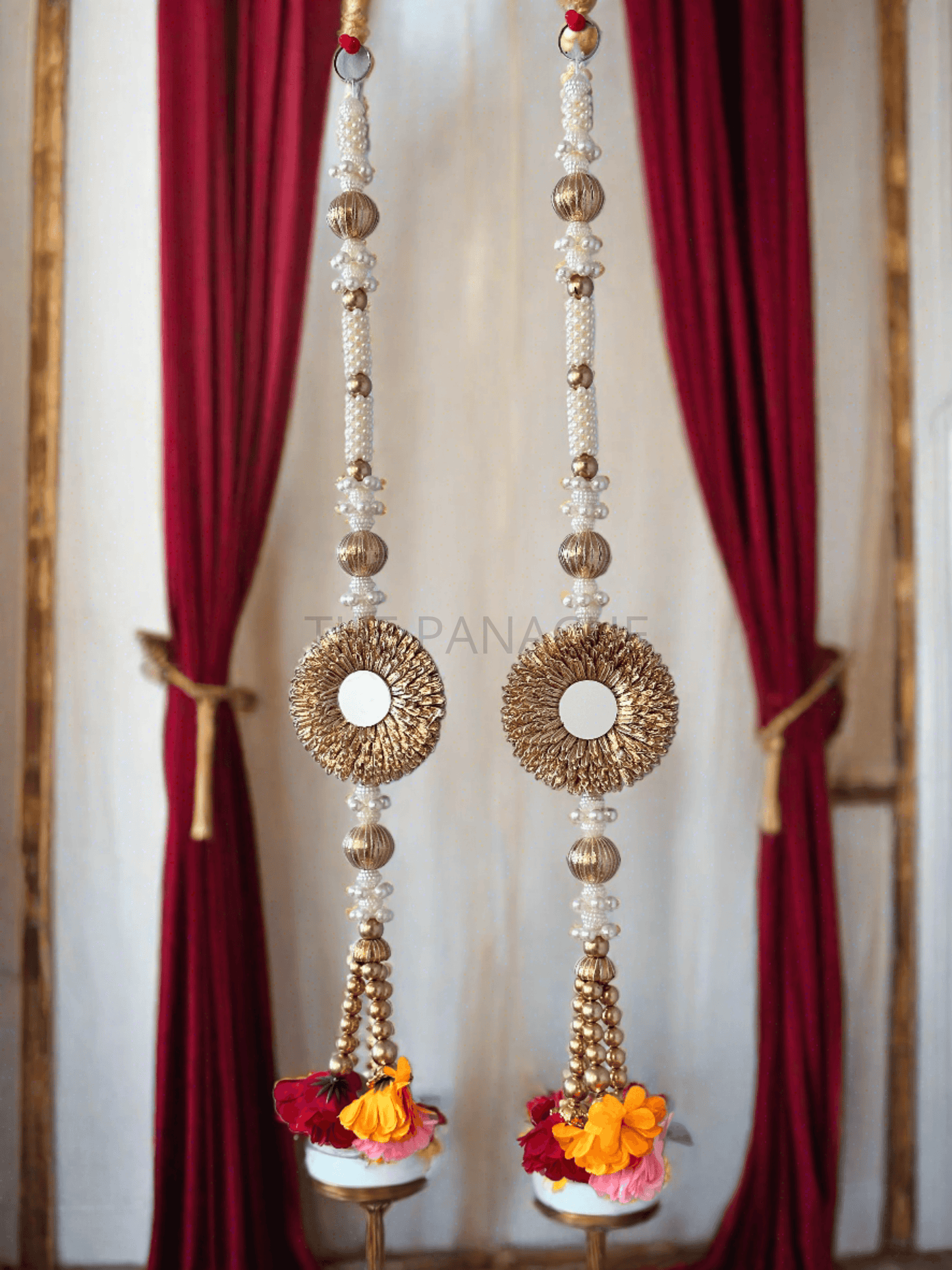 Flower White pearl and Mirror Hangings