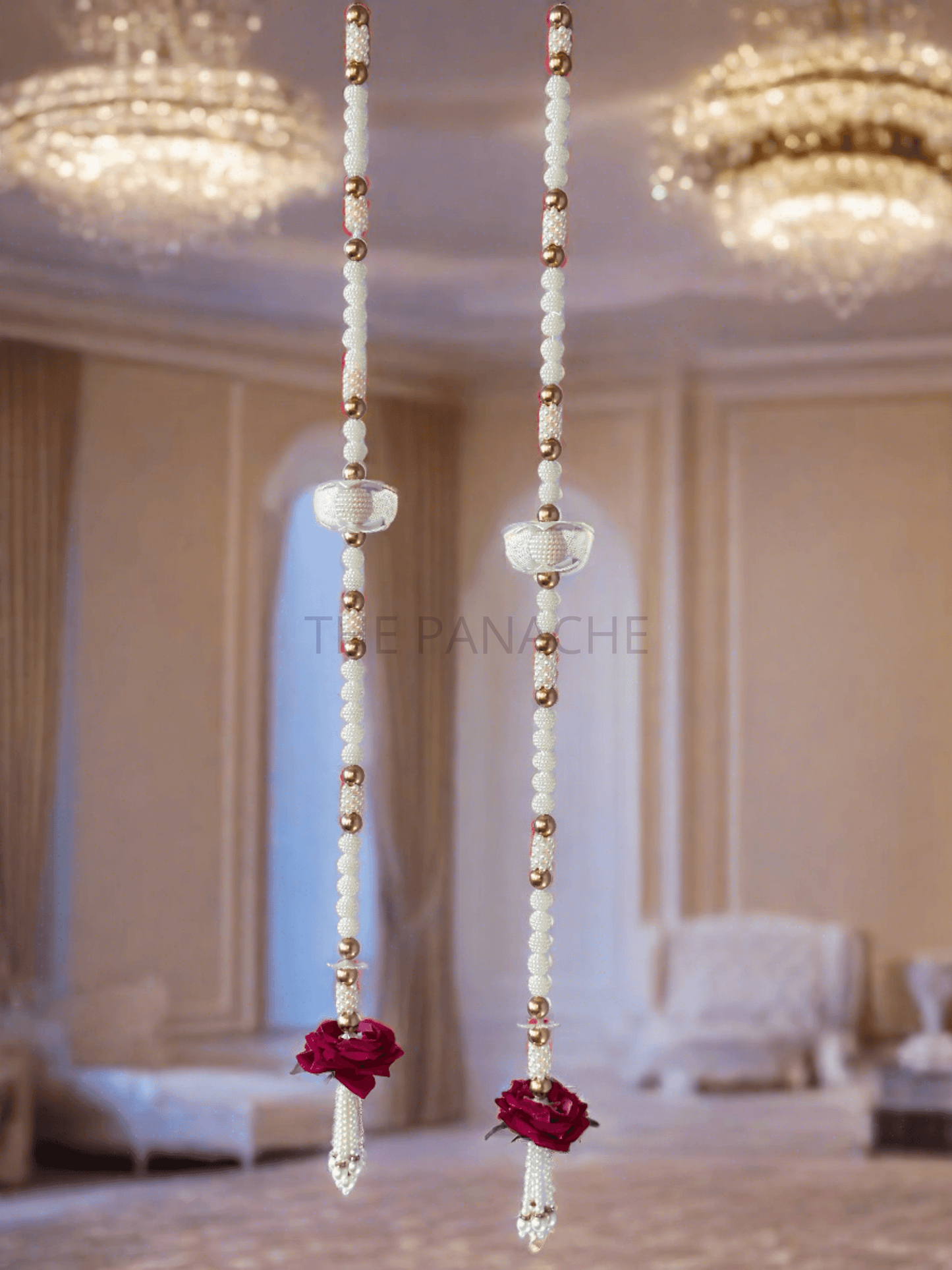 Red Rose White Pearl Long Hangings