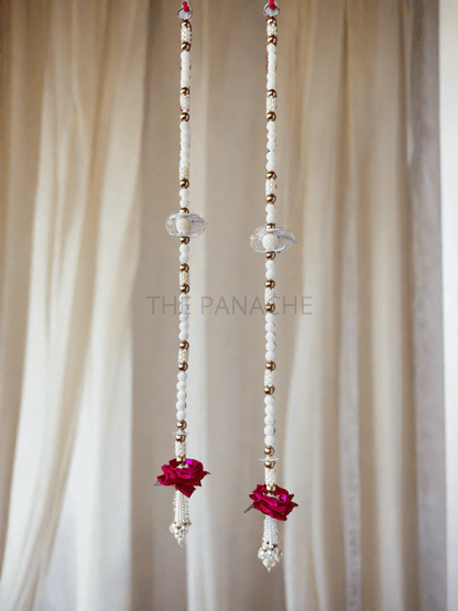 Red Rose White Pearl Long Hangings