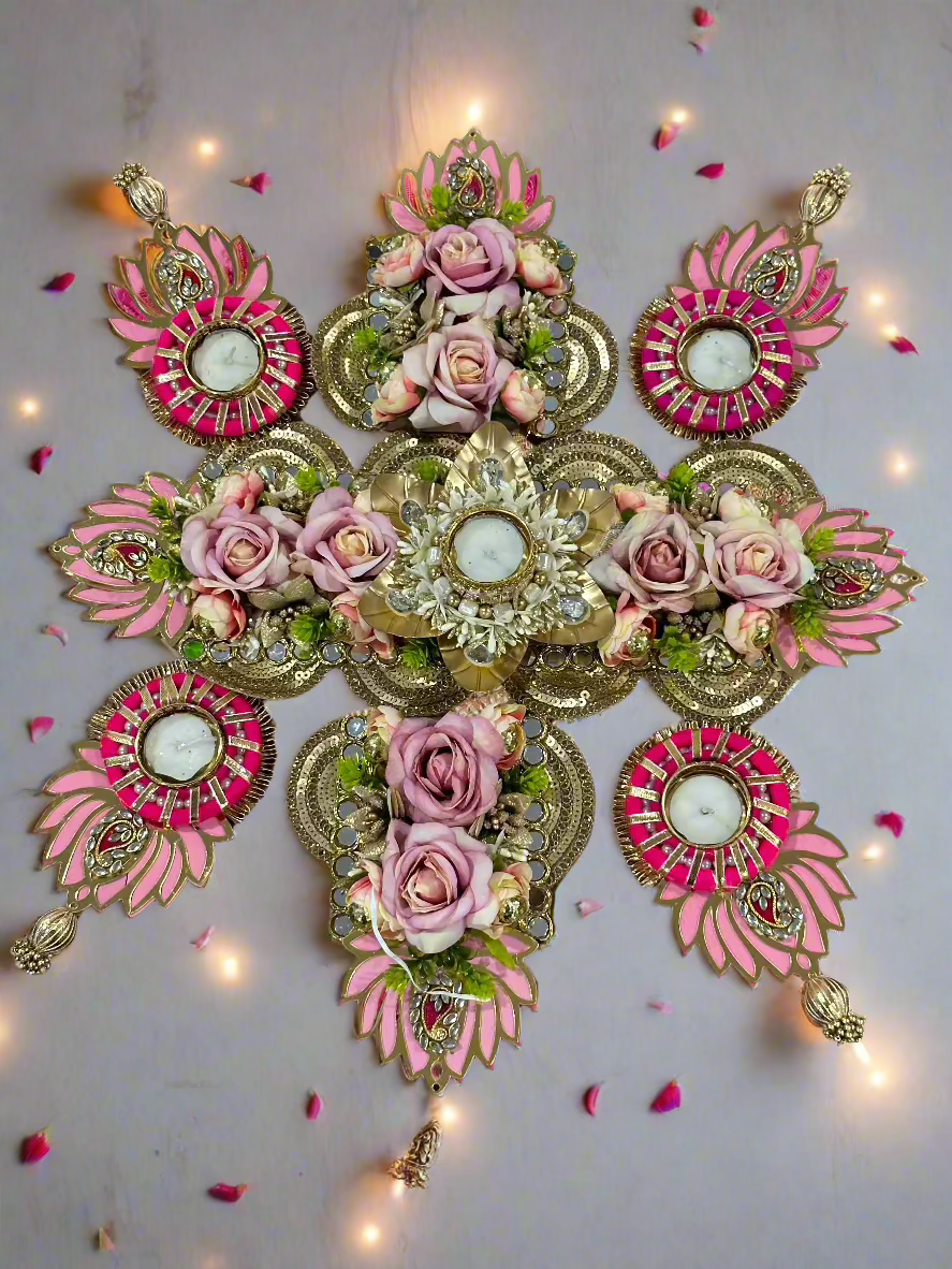 Elegant Rose Blossom Rangoli