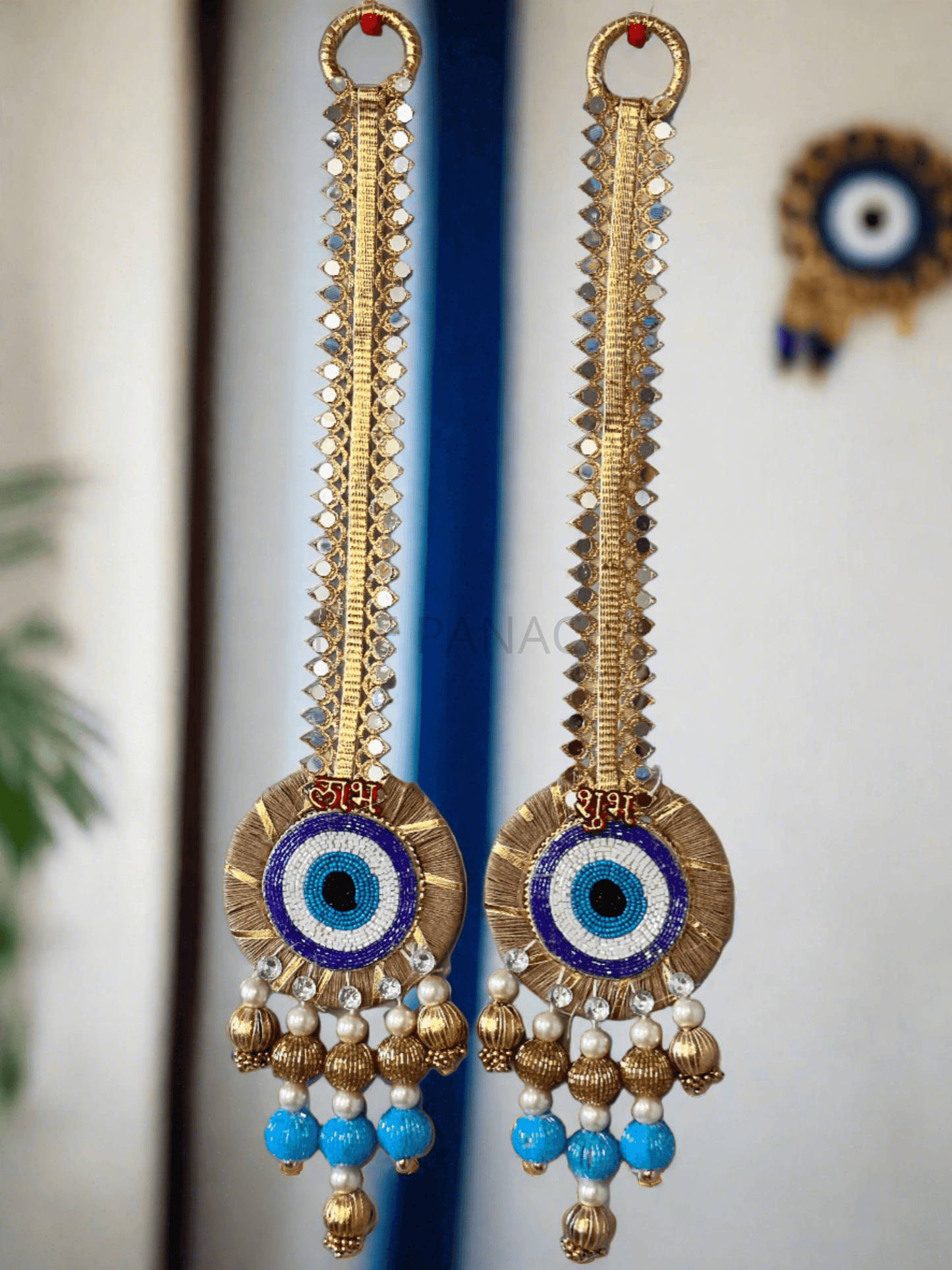 Blue Evil Eye Subh Labh Hanging