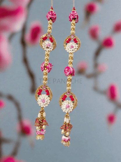 Pink Flower Mini Cone Big Gold Beads Kodi Decor Hangings