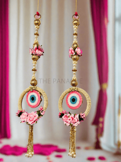 Pink Evil Eye Pearl Subh Labh Hanging