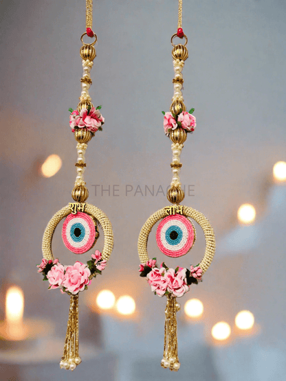 Pink Evil Eye Pearl Subh Labh Hanging