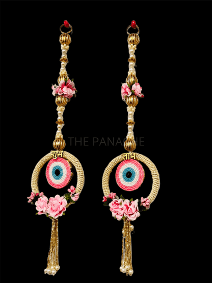 Pink Evil Eye Pearl Subh Labh Hanging