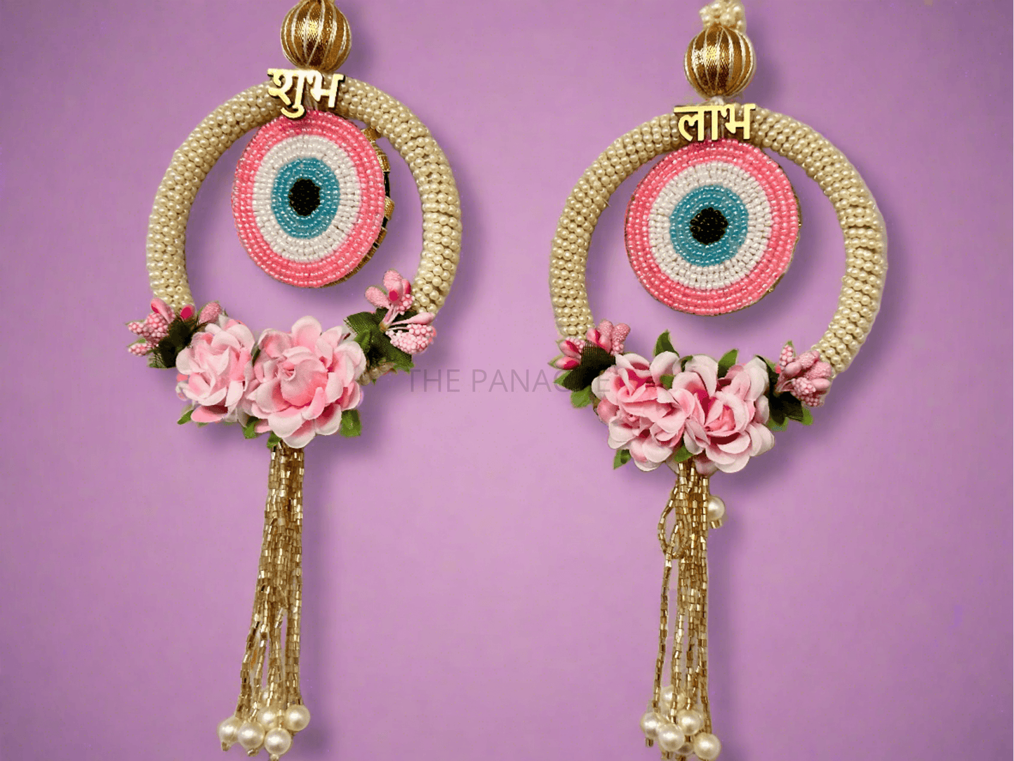 Pink Evil Eye Pearl Subh Labh Hanging