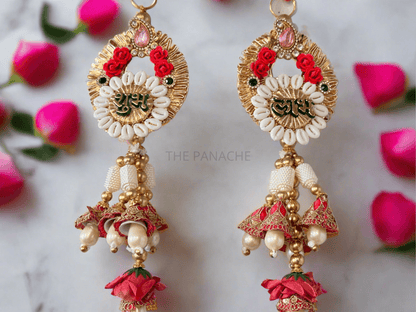 Pink Flower Mini Cone Golden Beads Kodi Subh Labh