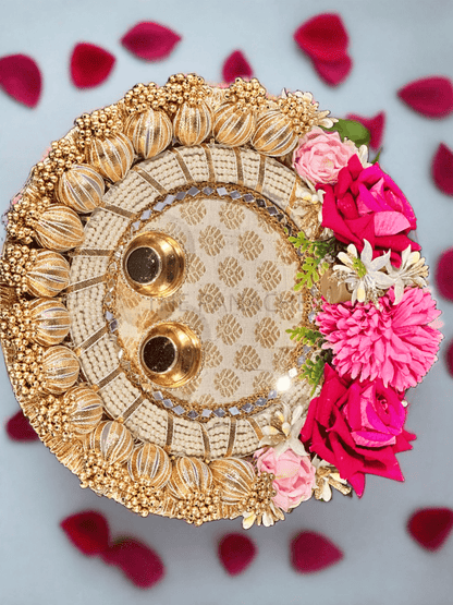 Pink Floral Pooja Thali