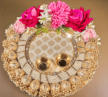 Pink Floral Pooja Thali