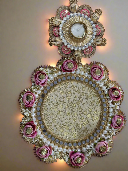 Pink Floral Deatachable Pooja Thali