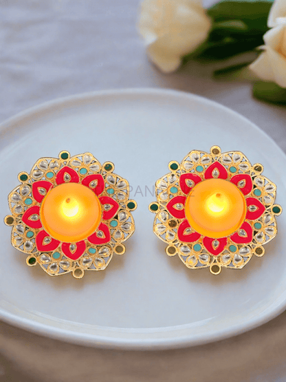 Dark Pink Kundan Candles