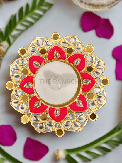 Dark Pink Kundan Candles