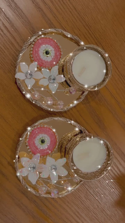 Pink Evil Eye Candles/Diya