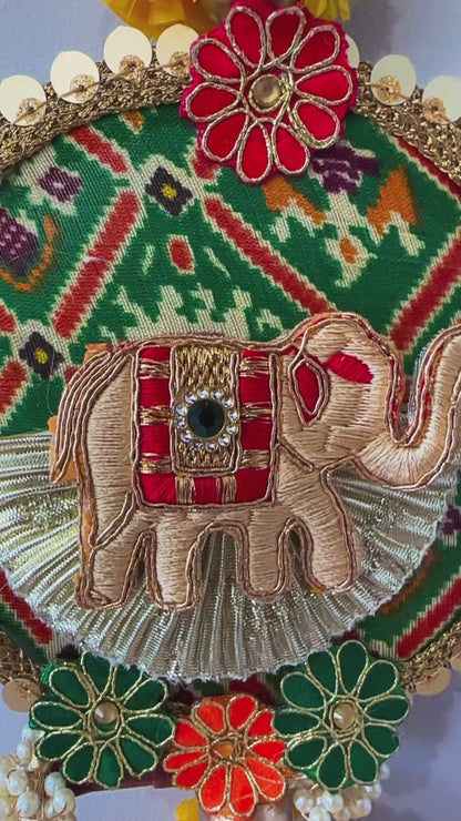 Green Patola Elephant Motif Hangings