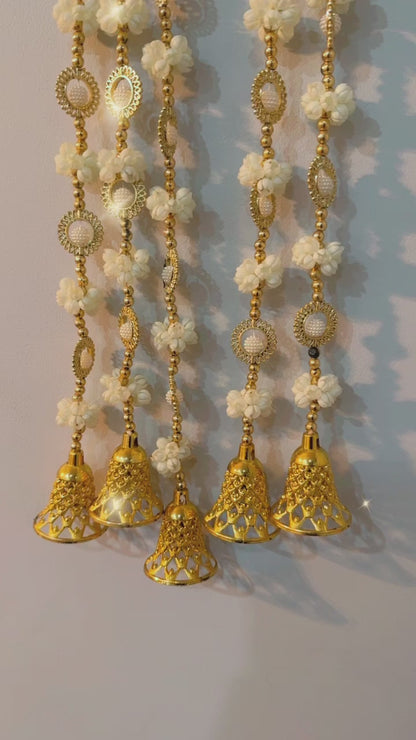 White Mogra Pearl Balls Gold Bells