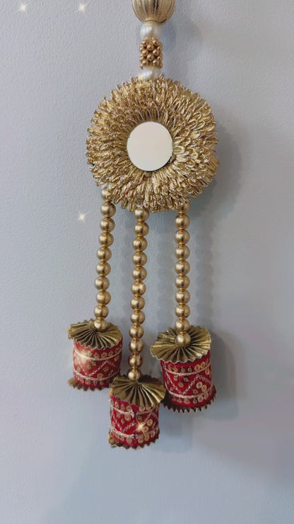 Red Cylinder Shaped Golden Hangings