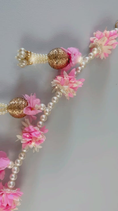 Pink Flower Pearl Toran