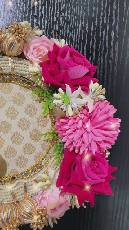 Pink Floral Pooja Thali