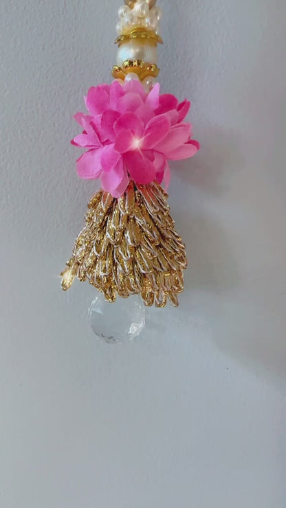 Golden Cute Bell Pink floral Hanging