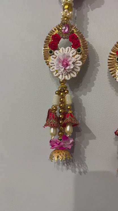 Pink Flower Mini Cone Big Gold Beads Kodi Decor Hangings