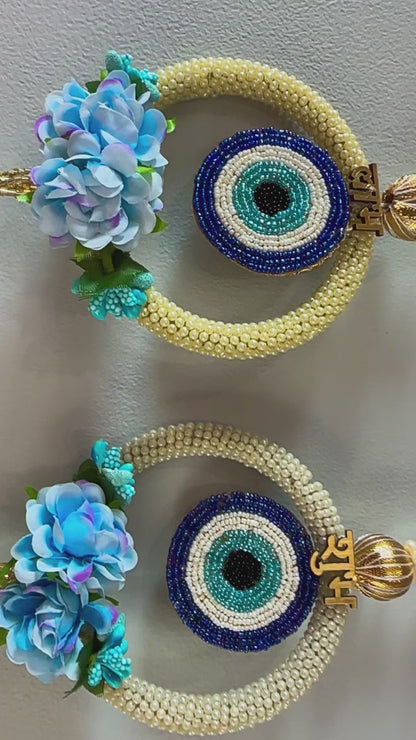 Blue Evil Eye Pearl Subh Labh Hanging