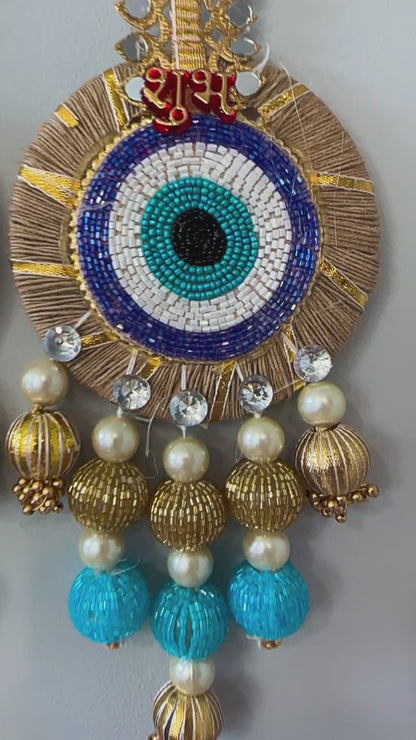 Blue Evil Eye Subh Labh Hanging