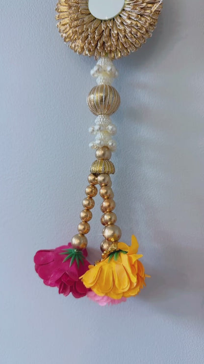 Flower White pearl and Mirror Hangings