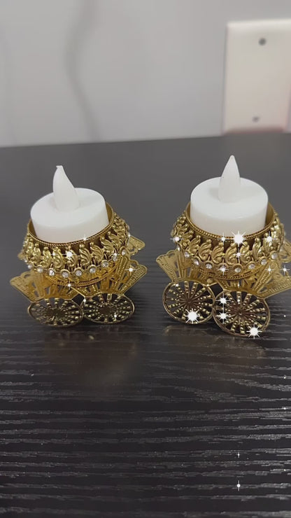 Cart Shaped Metal Candle( Diyas)