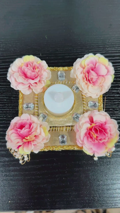 Pink Blossom Rangoli Candles (Diya)