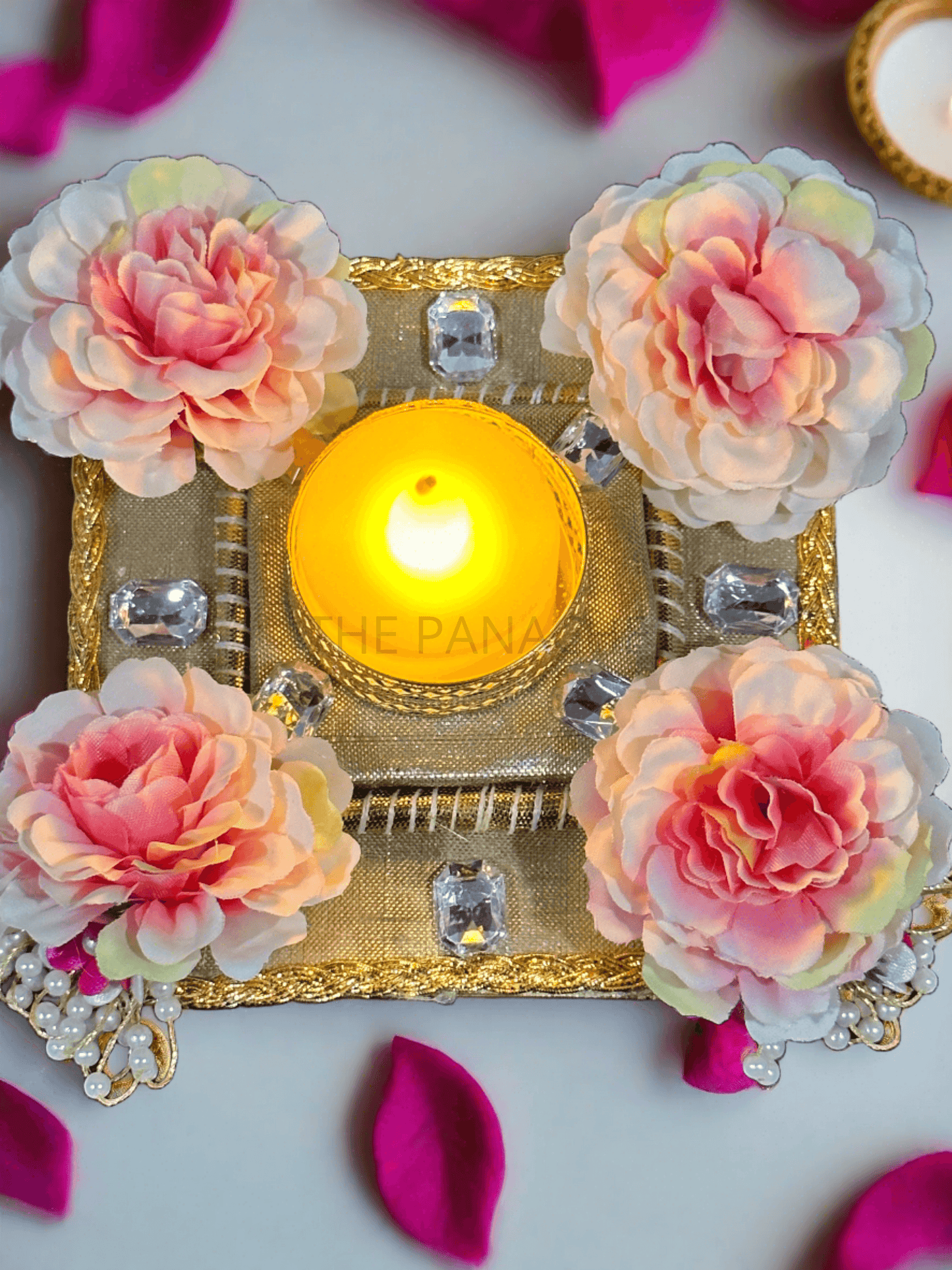 Pink Blossom Rangoli Candles (Diya)